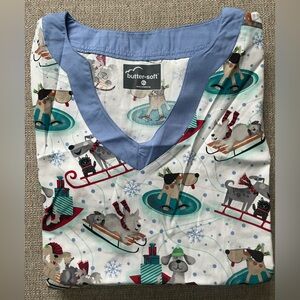 Butter-Soft Winter Dogs Scrub Top